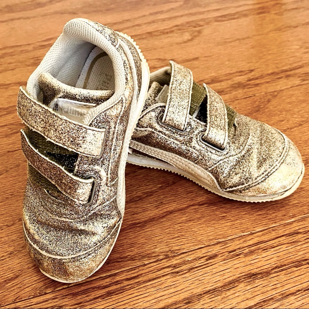 Puma | gold glitter sneakers.